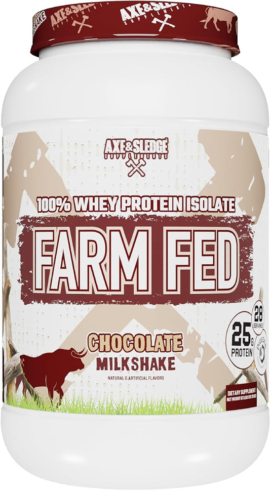 Axe & Sledge Supplements Farm Fed 100% Whey Protein Isolate, Digestive Enzymes (Chocolate Milkshake V2)