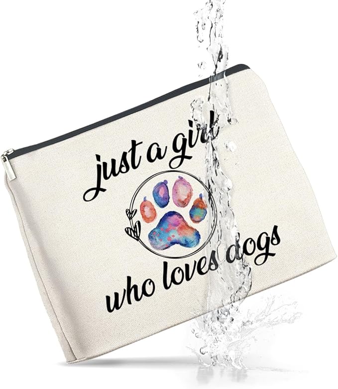 Dogs Lover Gifts Makeup Bag Just a Girl Who Loves Dogs Cosmetic Bag Zipper Makeup Pouch