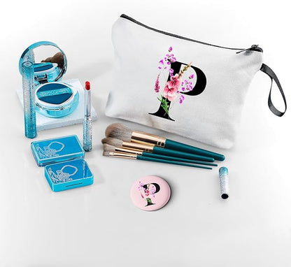 SEAMOON Happy Birthday Friendship Womens Bridesmaid Coolest Gifts for Sister Teacher Coworkers Personalized Travel Makeup Cosmetic Bag with Mirror Valentines Mothers Day Christmas Graduation P