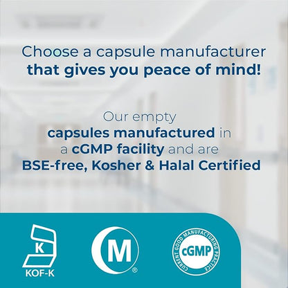 Capsuline Size 00 - Clear Empty Vegan Capsules - 100 Count - Empty Veggie Pill Capsules - DIY Vegetable Capsule Filling - Empty Caps - Kosher and Halal Certified - Non-GMO Certified