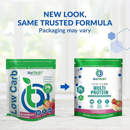 BioTrust Low Carb Protein Powder – Delicious Whey & Casein Blend from Grass-Fed Hormone Free Cows – Non GMO, Gluten Free (Strawberry Banana)