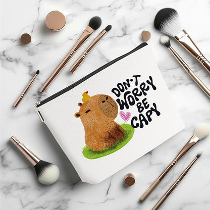 Funny Capybara Makeup Bag, Capybara Gifts for Women, Capybara Lovers Cosmetic Bag Travel Organizer Bags Makeup Pouch, Capybara Stuff Animal Lovers Gifts for Girls Sister Christmas birthday Gifts