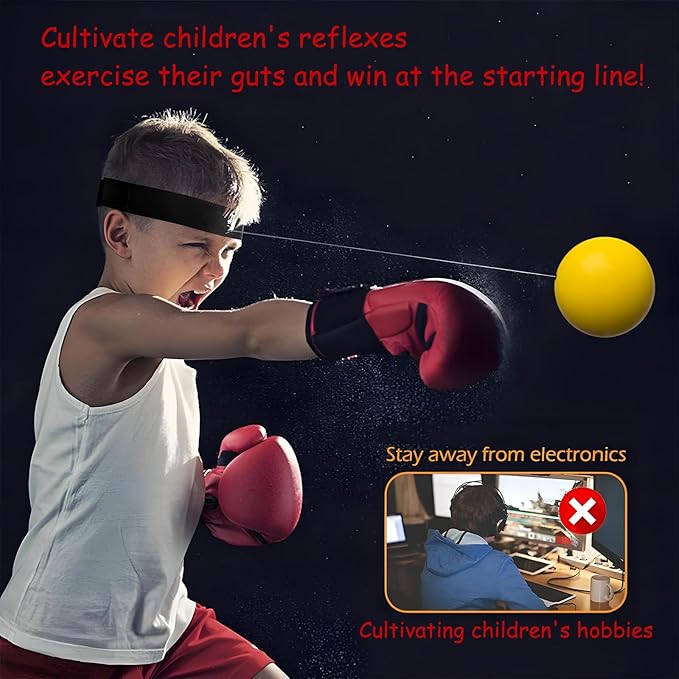 Boxing Reflex Ball Set - 2 Sizes PU Foam Speed Ball with Adjustable Headband, Anti-Rust S-Clips & Extra Strings | Hand Pain-Free Training for Reflex, Agility, Stress Relief (Yellow & Blue)