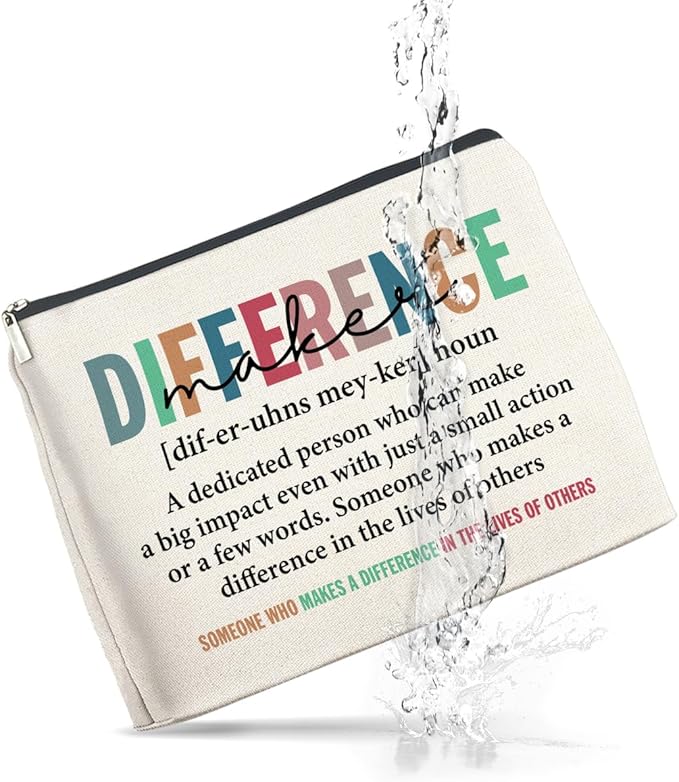 Difference Maker Gifts Makeup Bag Appreciation Gifts for Leader Boss Staff Mentor Coworker, Thank You Gifts Difference Maker Definition Cosmetic Bag Zipper Makeup Pouch