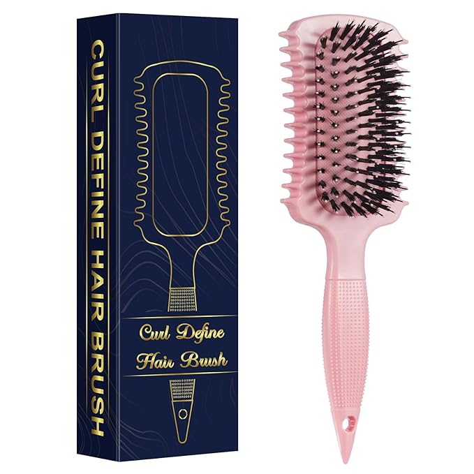 Curl Defining Brush, Volume Curly Hair Brush Products for Effortlessly Detangling Shaping and Styling Women's Men's Curls on All Wet or Dry Hair Types, Reduces Frizz (Pink 1PC)