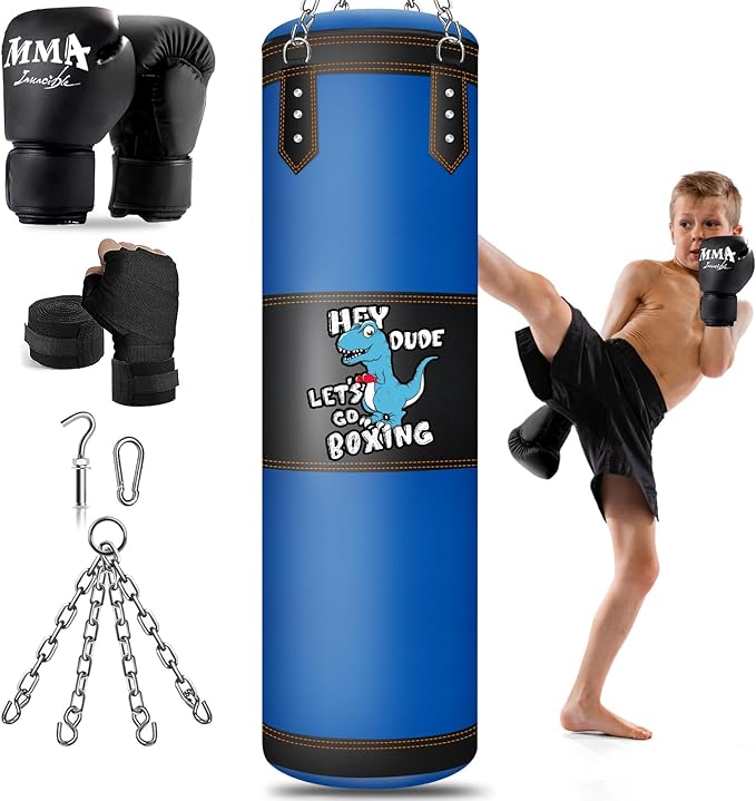 Punching Bag for Kids, 2.7FT Hanging Boxing Bag with Boxing Gloves, Kids Boxing Set Kickboxing Bag for Youth Boxing Karate Muay Thai Kick Taekwondo Training