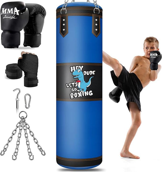 Punching Bag for Kids, 2.7FT Hanging Boxing Bag with Boxing Gloves, Kids Boxing Set Kickboxing Bag for Youth Boxing Karate Muay Thai Kick Taekwondo Training