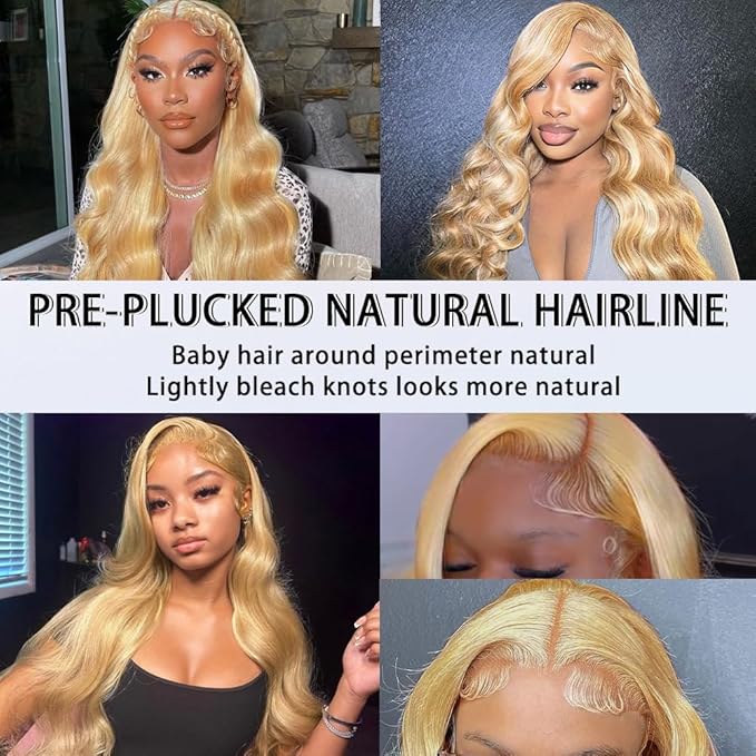 FABA Blonde Lace Front Wigs Human Hair 24 Inch 13x4 HD Lace Honey Blonde Body Wave Lace Front Wigs for Women #27 180% Density Lace Front Human Hair Wig Pre Plucked with Baby Hair Natural Hairline