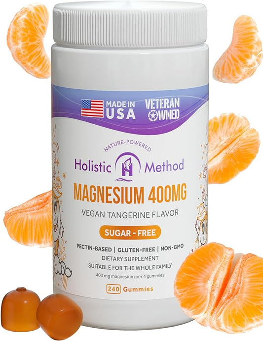 Magnesium Citrate Gummies - Sugar-Free, Vegan and Non-GMO for Better Sleep and Relaxation - No Sugar Alcohol - Magnesium Supplement for Adults, Teens and Kids - Tangerine - 240 Gummy