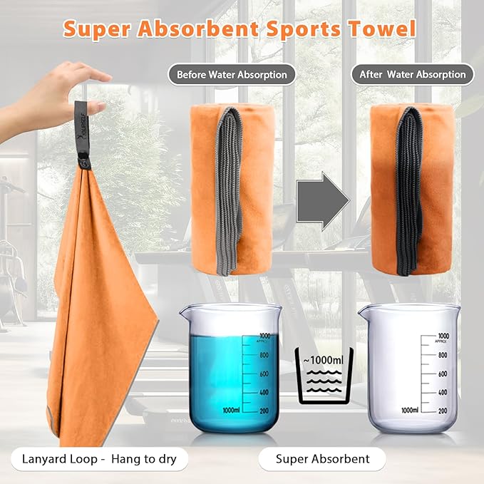 SYOURSELF 2 Pack Microfiber Camping Towel (L:60"x30"+12"x24")