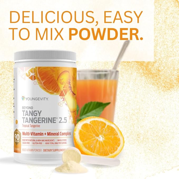 Youngevity Beyond Tangy Tangerine 2.5 Tropical Tangerine Ultimate Multi-Vitamin & Mineral Complex - Made With Natural & Whole Foods | 8,000 ORAC (3)
