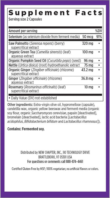 New Chapter Prostate Supplement - Prostate 5LX™ with Clinical Strength Saw Palmetto + Fermented Selenium for Prostate Health - 180 ct Vegetarian Capsule
