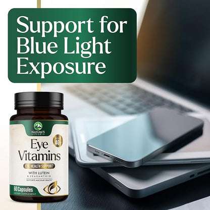 Nature's Peak Eye Vitamin & Mineral Supplement, Contains Zinc, Vitamins C, E, Lutein, & Zeaxanthin, Supports Eye Strain, Vision Health for Adults, Non-GMO, Vegan Eye Vitamins Supplement - 60 Capsules