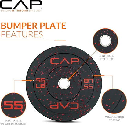 CAP Barbell 2-Inch Olympic Bumper Plate Weight Set 100-370 lbs