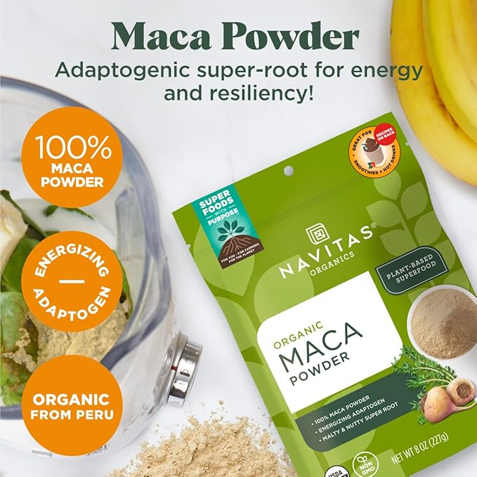 Navitas Organics Maca Powder, 8 oz. Bag, 45 Servings — Organic, Non-GMO, Low Temp-Dried Gluten-Free