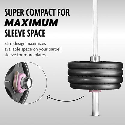 DMoose Fitness Barbell Clips 2" (Pair) - Quick Release Olympic Barbell Clamps & Collars with Anti Slip TPR Lining for Secure Weightlifting & Powerlifting - Weight Clips for Bars at Home or Gym