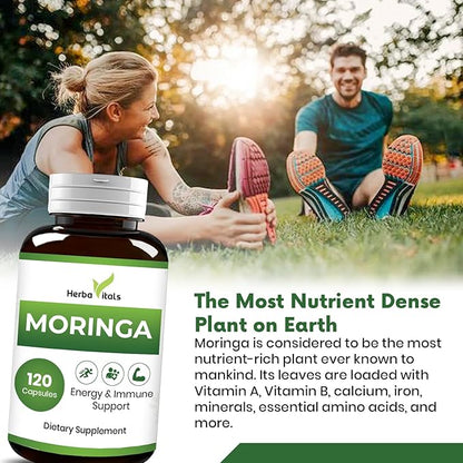 Moringa Capsules Supplement 500 mg/ 120 Count-Moringa Powder Organic | Moringa Pure Capsules Organic for Immune System, Moringa Organic Capsules for Energy - Moringa Leaf Powder Supplement -Lab Tested