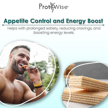 ProtiWise High Protein Wafers | Mocha | 15g Protein Per Serving, Low Carb, Low Sugar, High Fiber Snack | Gluten-Free, Keto-Friendly Diet for Hunger Control & Weight Loss | 5/Box