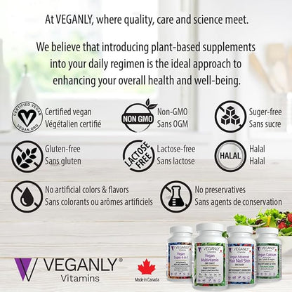 Vegan Advanced Hair Nail Skin One-Daily, 90 Veggie Caps - Antioxidant Enriched - Improve Hair, Improve Skin Health and Nail Health - Plant Based with Biotin & Natural Superfood