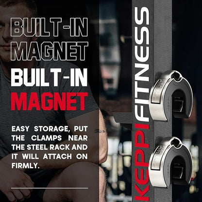 Barbell Clips, C-Shape Barbell Clamps for Weight Lifting Bar, Fast Lock/Removal Weight Clips Barbell Collars 2 Inch Olympic Gym Equipment