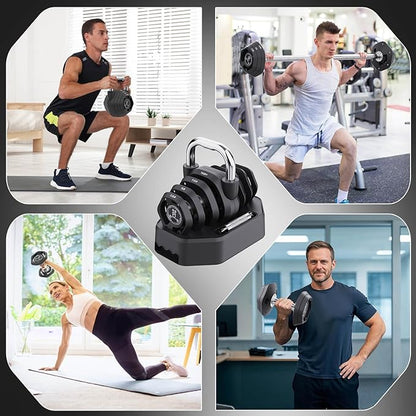 Tepemccu 4-in-1 Adjustable Kettlebell, 5.88-45lbs Kettlebells Weight Set, Free Weight Kettlebell Used as Dumbbell, Barbell for Home Gym Full Body Workout