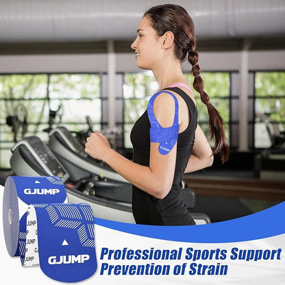 Kinesiology Tape, Original Cotton Elastic Athletic Tape for Muscle Strain Relief & Joint Support, 40 Count Precut Strips 2 Rolls, Waterproof & Breathable Sports Tape for Support and Recovery