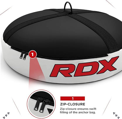 RDX Floor Anchor for Punch Bag Double end Speed Ball, Non Tear Maya Hide Leather, Heavy Duty D Ring, Easy Zipper Closure, Maximum Swing Reduction for Boxing MMA, Muay Thai, Kickboxing Training Bags