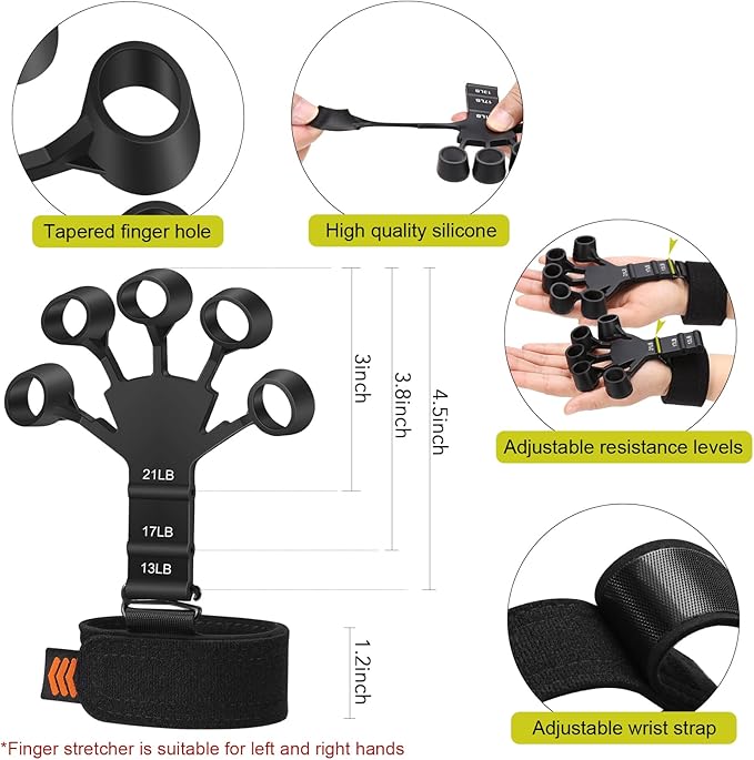 Grip Strength Trainer Kit 6 Pack with Finger Exerciser