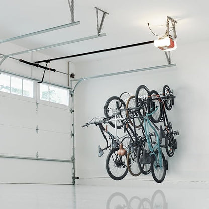 Garage Bike Rack Wall Mount Rail Rack by Delta Cycle - Bike Hangers for Garage - Bike Storage Rack for MTB, Road & Ebike - Holds up to 300 lbs - Fully Adjustable Staggered Hook Design