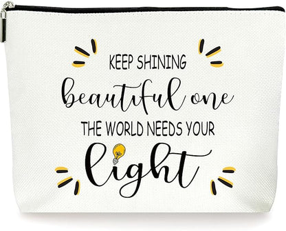 Inspirational Makeup Bag Cosmetic Bag, Motivational Gifts, Birthday Christmas Mothers Day Gifts For Women Mom Friends Sister Wife Grandma Aunt Daughter, The World Needs Your Light.(012)