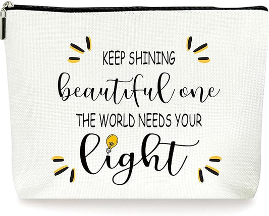 Inspirational Makeup Bag Cosmetic Bag, Motivational Gifts, Birthday Christmas Mothers Day Gifts For Women Mom Friends Sister Wife Grandma Aunt Daughter, The World Needs Your Light.(012)