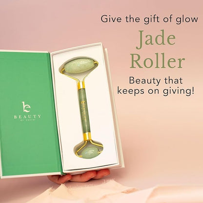 Beauty by Earth Jade & Rose Quartz Roller for Face - Face Massager Skin Care Tools with Small Eye Roller for Puffy Eyes