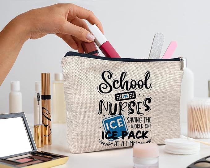 IWXYI School Nurse Makeup Bag - Zipper Pouch Travel Toiletry Gift