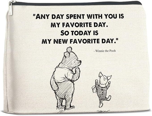YeleY Pooh Bear Gifts for Women Girls, Inspirational Gifts Friendship Gift for Girls Women Friends, Classic Pooh Bear Makeup Bag Pooh Bear Cosmetic Bag