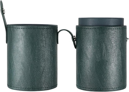 Portable Makeup Brush Case,Pu Leather Makeup Brush Holder with Button,Travel Cup Storage Dustproof Makeup Cosmetic Bags for Women (Dark green)