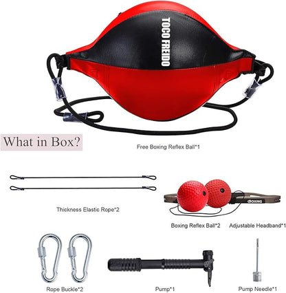 TOCO FREIDO Double End Punching Ball, Speed Bag with Difficulty Levels Boxing Reflex Ball with Headband, Perfect for Reaction, Agility, and Hand Eye Coordination Training