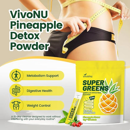 Colon Cleanse Digestive Support/Pineapple Detox Powder/Natura/Sweetener Without Artificia/Flavors - Daily Fiber for Toxin Elimination to Reduce Bloating