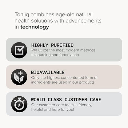 Toniiq 10,000mg 20x Concentrated Extract - Single Origin Wildcrafted Maca Root Capsules - Ultra High Strength - Highly Purified Peruvian Maca Root Powder - Black, Red and Yellow Maca Complex
