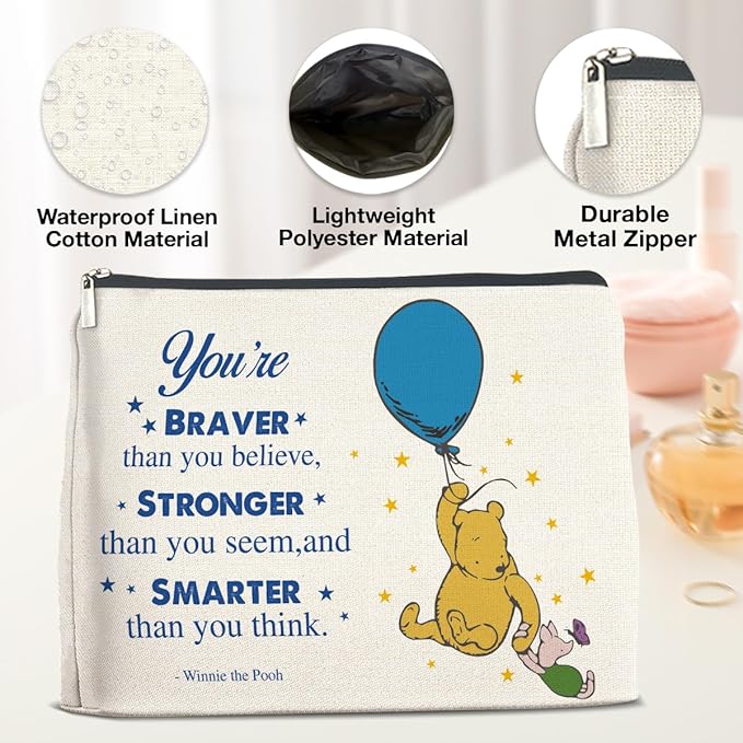 YeleY Friendship Inspirational Winnie the Pooh for Women Winnie the Pooh Cosmetic Makeup Bag for Teens Women Friends Sisters Daughter