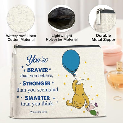 YeleY Friendship Inspirational Winnie the Pooh for Women Winnie the Pooh Cosmetic Makeup Bag for Teens Women Friends Sisters Daughter