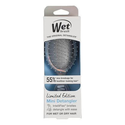 Wet Brush Mini Detangler Hair Brush, Chrome (Iridescence Icon), Detangling Travel Hairbrush, Ultra-Soft IntelliFlex Bristles Glide Through Tangles with Ease, Pain-Free, All Hair Types, Limited Edition