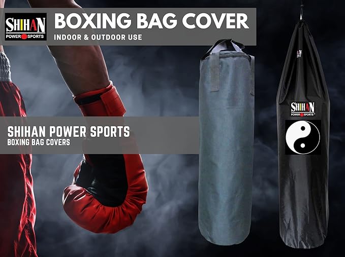 SHIHAN Power Sports Boxing Bag Cover YIN YANG Waterproof 5-6ft & 24inch Diameter Large Punch Outdoor Protection for Your, Ideal freestanding Bags, Black