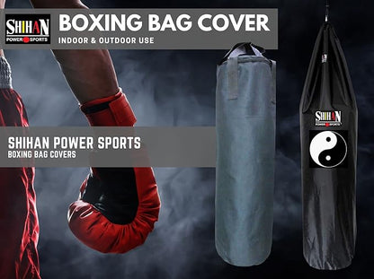 SHIHAN Power Sports Boxing Bag Cover YIN YANG Waterproof 5-6ft & 24inch Diameter Large Punch Outdoor Protection for Your, Ideal freestanding Bags, Black