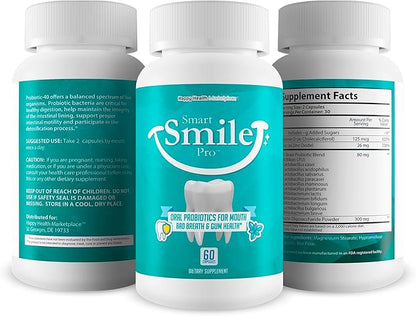 Smart Smile Pro - Our Best Oral Probiotics for Teeth and Gums - Oral Dental Probiotics - Probiotics for Teeth Health Supplement - Oral Probiotic Teeth Supplement - Probiotic Teeth Vitamins Supplements