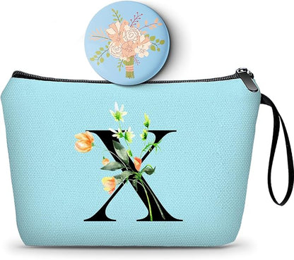 SEAMOON Happy Birthday Friendship Bridesmaid Team Gifts for Employees Women Mom Aunt Daughter Teenage Girl Personalized Make up Cosmetic Bag Travel with Mirror Mothers Day Christmas Graduation X