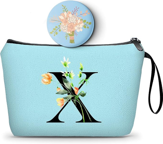 SEAMOON Happy Birthday Friendship Bridesmaid Team Gifts for Employees Women Mom Aunt Daughter Teenage Girl Personalized Make up Cosmetic Bag Travel with Mirror Mothers Day Christmas Graduation X