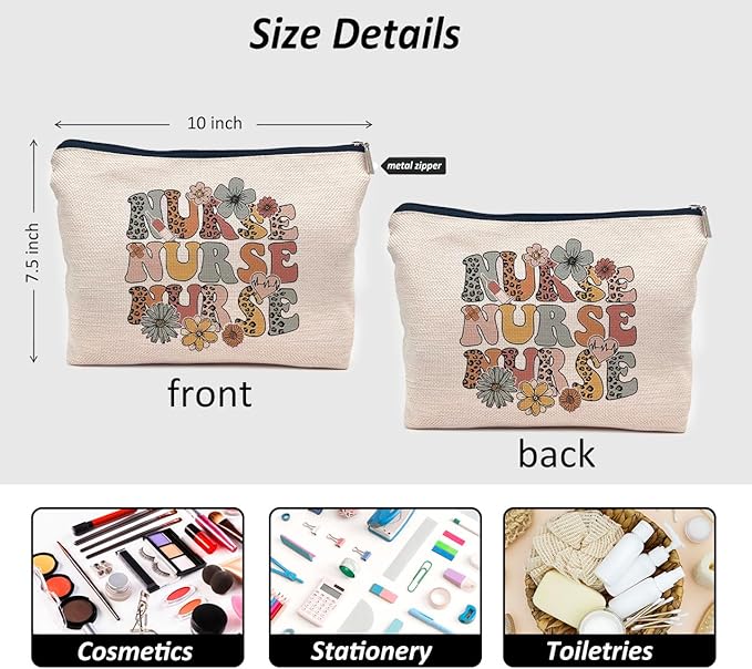 IWXYI Nurse Makeup Bag, Zipper Pouch Travel Toiletry for Women, Appreciation Gift, Nursing Week, Graduate Gifts