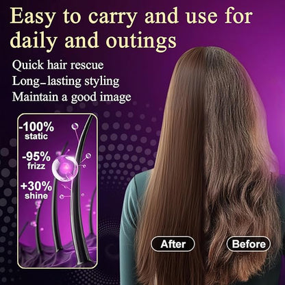 Go Brush Pro, Hair Straightener Brush Portable Gobrush Pro 2025 Cordless Hair Straightener for Travel (Black)
