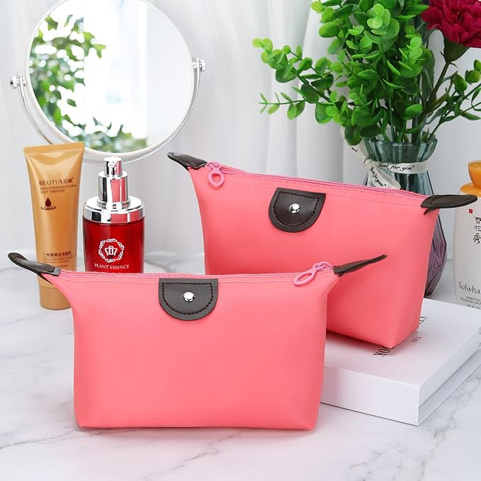 HAOGUAGUA Upgrade 5PCS Cute Small Makeup Bags for Purse, Waterproof Mini Zipper Cosmetic Bags, Luggage Accessories for Travel (5PCS Style 4)