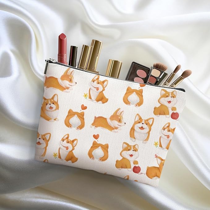 Corgi Gifts for Corgi Lovers Makeup Bag Corgi Stuff Cosmetic Bag Dog Lover Gift for Women Girls Friend Niece Daughter Travel Organizer Zipper Pouch Graduation Birthday Friendship Gifts